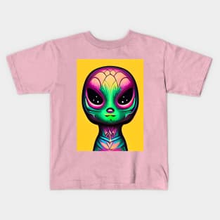 Psychedelic Alien Hippie Rectangle Design Kids T-Shirt